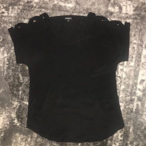 Black blouse with shoulder detail